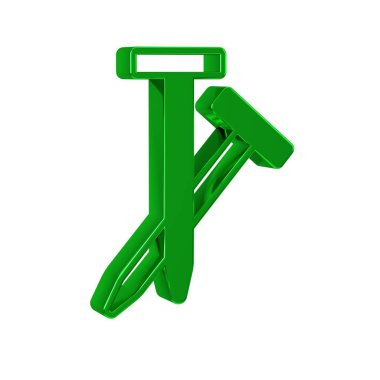 Yeşil Metalik çivi simgesi şeffaf arkaplanda izole edildi. 