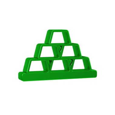 Şeffaf arkaplanda yeşil altın çubuk simgesi izole edildi. Bankacılık konsepti. 