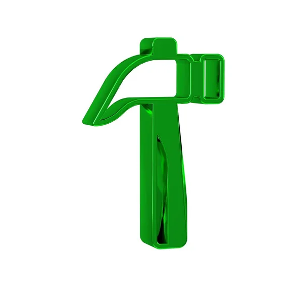 Yeşil Çekiç Simgesi Şeffaf Arkaplanda Izole Edildi Onarım Aracı — Stok fotoğraf