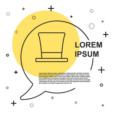 Siyah çizgi silindir şapka simgesi beyaz arkaplanda izole edildi. Rastgele dinamik şekiller. Vektör