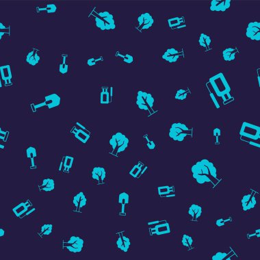 Kürek, bahçe spreyi, su, ağaç ve kusursuz desen ayarlayın. Vektör