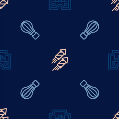 Kumarhane galibiyeti, sıcak hava balonu ve havai fişek roketi. Vektör