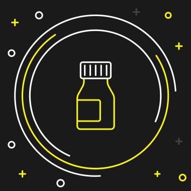 Siyah zemin üzerinde izole edilmiş hap kapsülü ikonu çizgi vitamin kompleksi. Sağlıklı bir yaşam tarzı. Renkli taslak konsepti. Vektör