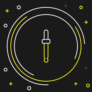 Çizgi Gözdamlası renk seçici palet simgesi siyah arkaplanda izole edildi. Renkli taslak konsepti. Vektör