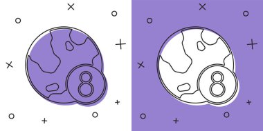 8 Mart simgesini beyaz ve mor arkaplanda izole et. Uluslararası Mutlu Kadınlar Günü. Vektör