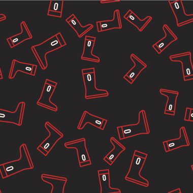 Çizmeye dayanıklı lastik bot simgesi siyah arkaplanda izole edilmiş. Yağmurlu hava, balıkçılık, bahçe işleri için çizme. Vektör