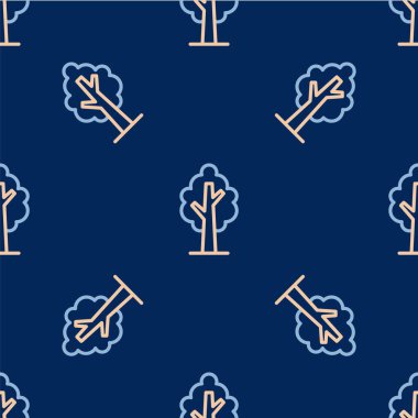 Çizgi Ağacı simgesi mavi arkaplanda izole edilmiş. Orman sembolü. Vektör