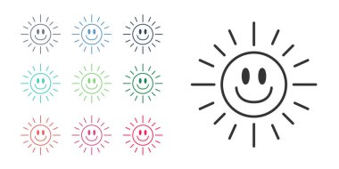 Siyah Güneş simgesi beyaz arkaplanda izole edildi. Simgeleri renklendirin. Vektör