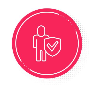 Beyaz çizgi Sağlıklı Yaşam Biçimi simgesi beyaz arka planda izole edildi. Kırmızı daire düğmesi. Vektör