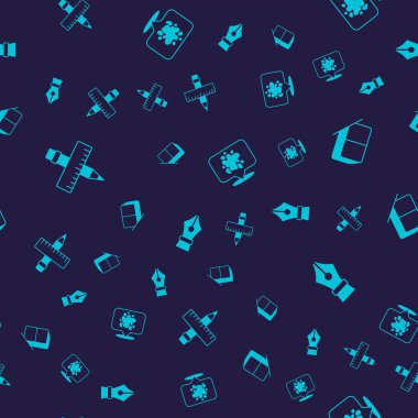 Çapraz cetvel ve kalem, silgi ya da kauçuk, boya spreyi ve çeşme ucunu pürüzsüz desene ayarla. Vektör