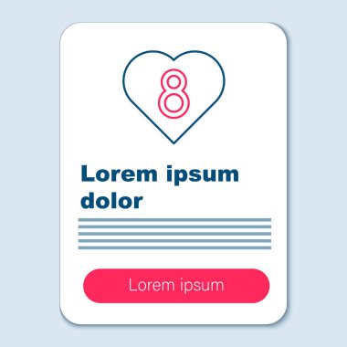 Gri arka planda 8 Mart ikonuna sahip Line Heart. Romantik sembol, bağlanma, tutku ve düğün. Mutlu Kadın Günleri. Renkli taslak konsepti. Vektör