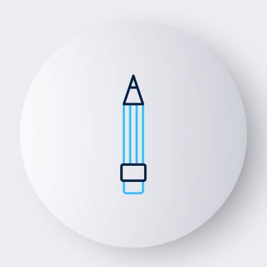 Silgi simgesine sahip satır kalem beyaz arkaplanda izole edildi. Çizim ve eğitim araçları. Okul sembolü. Renkli taslak konsepti. Vektör