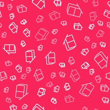 Beyaz çizgi silici ya da plastik ikon kırmızı arkaplanda izole edilmiş kusursuz desen. Vektör