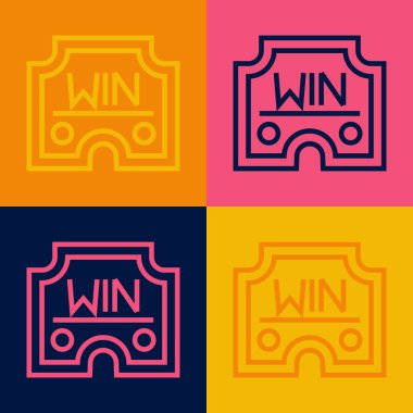 Pop art line Casino win icon isolated on color background.  Vector