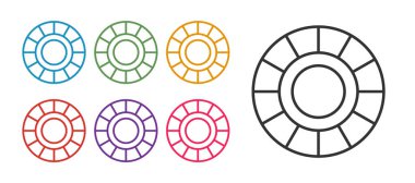 Set line Casino chips icon isolated on white background. Casino gambling. Set icons colorful. Vector