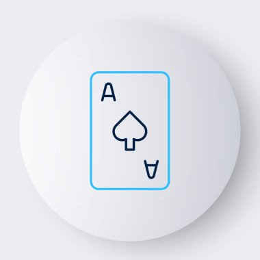 Beyaz arkaplanda izole edilmiş maça sembolü simgesi içeren satır oynatma kartı. Kumarhane kumarı. Renkli taslak konsepti. Vektör