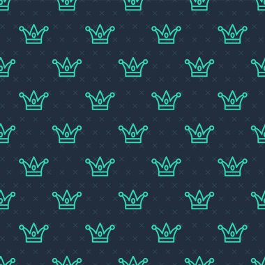 Yeşil çizgi Soytarı şapkası, mavi arka planda izole edilmiş kusursuz desenler var. Palyaço ikonu. Lunapark komedyen işareti. Vektör