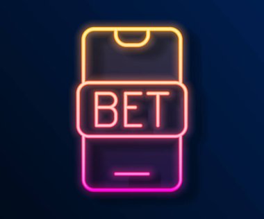 Parlayan neon hattı. Çevrimiçi spor bahis ikonu siyah arka planda izole edildi. Spor bahisçisi. Online bahis para kazandırır. Vektör
