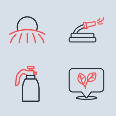 Hortum hortumu, su püskürtücü, Yaprak ve Gündoğumu ikonu. Vektör