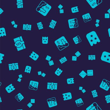 Stacks kağıt para, piyango bileti, finansal büyüme düşüşü ve Game zarlarını sorunsuz bir düzende ayarla. Vektör