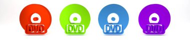 Renkli CD veya DVD disk simgesi beyaz arkaplanda izole edildi. Küçük disk işareti. Minimalizm kavramı. 3 Boyutlu resimleme
