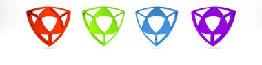 Beyaz arkaplanda izole edilmiş renkli elmas simgesi. Mücevher sembolü. Mücevher taşı. Minimalizm kavramı. 3 Boyutlu resimleme