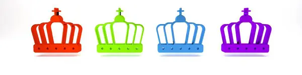 Stock image Colorful King crown icon isolated on white background. Minimalism concept. 3D render illustration