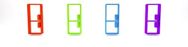 Renkli Buzdolabı simgesi beyaz arkaplanda izole edildi. Buzdolabı buzdolabı. Ev aletleri ve aletler. Minimalizm kavramı. 3 Boyutlu resimleme