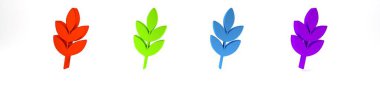 Beyaz arkaplanda renkli Yaprak simgesi izole edildi. İşaret bırakıyor. Taze doğal ürün sembolü. Minimalizm kavramı. 3 Boyutlu resimleme