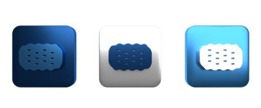 Beyaz arkaplanda renkli Sünger simgesi izole edildi. Bulaşık yıkamak için bir tutam Bast. Temizlik servisi logosu. Kare düğmesi. 3 Boyutlu resimleme