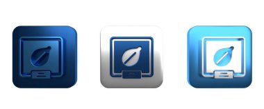 Beyaz arka planda izole edilmiş özel bir bitki simgesinin renkli tohumları. Kare düğmesi. 3 Boyutlu resimleme