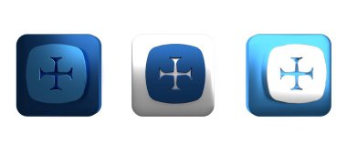 Renkli Haçlı Seferi simgesi beyaz arkaplanda izole edildi. Kare düğmesi. 3 Boyutlu resimleme