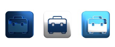 Beyaz arkaplanda renkli Araç Kutusu simgesi izole edildi. Alet kutusu tabelası. Kare düğmesi. 3 Boyutlu resimleme