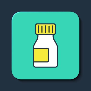 Mavi arka planda izole edilmiş hap kapsülü ikonunun vitamin kompleksi. Sağlıklı bir yaşam tarzı. Turkuaz kare düğme. Vektör