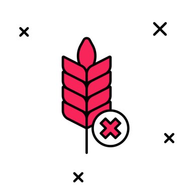 Beyaz arka planda izole edilmiş glüten içermeyen tahıl simgesi. Buğday işareti yok. Yiyecek hoşgörüsüzlüğü sembolleri. Vektör