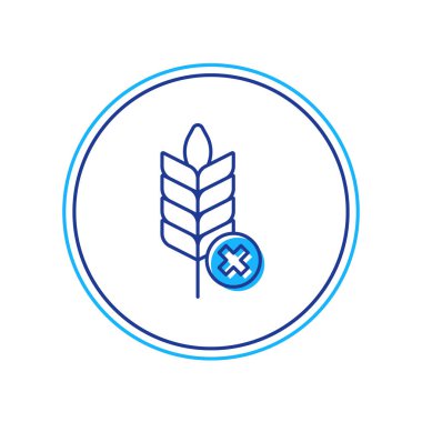 Beyaz arka planda izole edilmiş glüten içermeyen tahıl simgesi. Buğday işareti yok. Yiyecek hoşgörüsüzlüğü sembolleri. Vektör