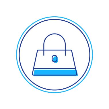 Filled outline Handbag icon isolated on white background. Female handbag sign. Glamour casual baggage symbol.  Vector