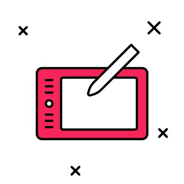 Doldurulmuş Grafik Tableti simgesi beyaz arkaplanda izole edildi. Vektör