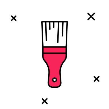Filled outline Paint brush icon isolated on white background.  Vector