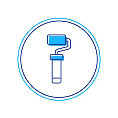 Doldurulmuş ana hatlı boya fırça simgesi beyaz arkaplanda izole edildi. Vektör