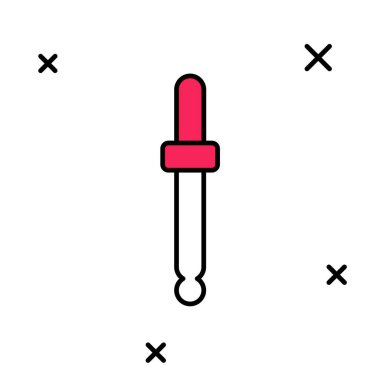 Doldurulmuş Eyedropper renk seçici palet simgesi beyaz arkaplanda izole edilmiş. Vektör