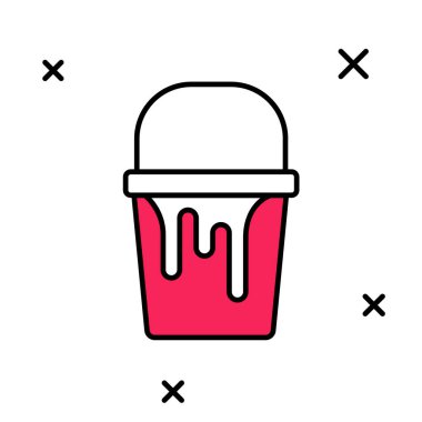 Beyaz arkaplanda izole edilmiş ana hatlı boya kovası simgesi. Vektör