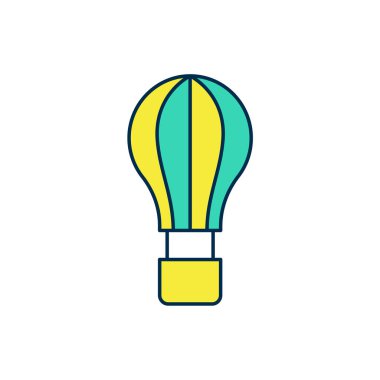 Doldurulmuş Sıcak Hava Balonu simgesi beyaz arkaplanda izole edildi. Seyahat için hava taşımacılığı. Vektör