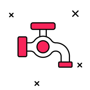 Doldurulmuş su musluğu simgesi beyaz arkaplanda izole edildi. Vektör