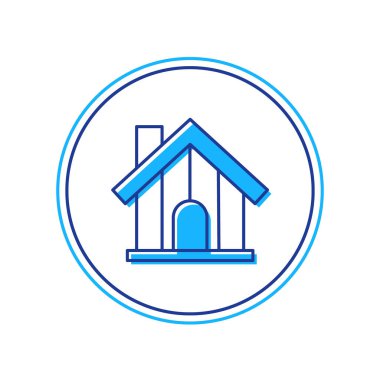 Beyaz arka planda izole edilmiş ana hatlı çiftlik evi simgesi. Vektör