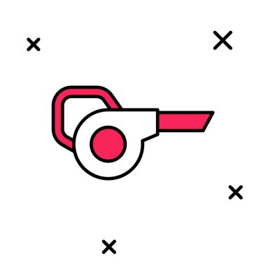 Doldurulmuş Yaprak bahçe üfleyici simgesi beyaz arkaplanda izole edildi. Vektör