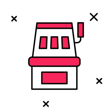 Doldurulmuş Slot makinesi simgesi beyaz arkaplanda izole edildi. Vektör