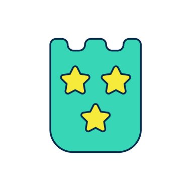 Doldurulmuş piyango bileti simgesi beyaz arka planda izole edilmiş. Bingo, loto, nakit para ödülleri. Finansal başarı, refah, zafer, kazanma şansı. Vektör