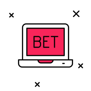 Çevrimiçi spor bahisleri doldurulmuş beyaz arka planda izole edilmiş. Spor bahisçisi. Online bahis para kazandırır. Vektör