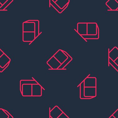 Kırmızı çizgi silici ya da kauçuk simgesi siyah arkaplanda izole edilmiş. Vektör